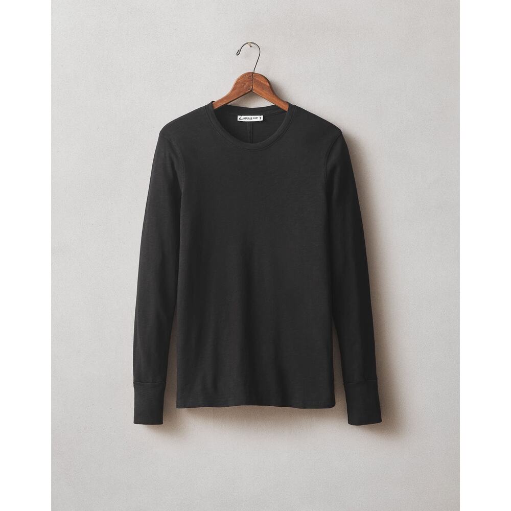 NWOT American Giant Women's Premium Slub Long Sleeve Crew Tee Black Size Medium